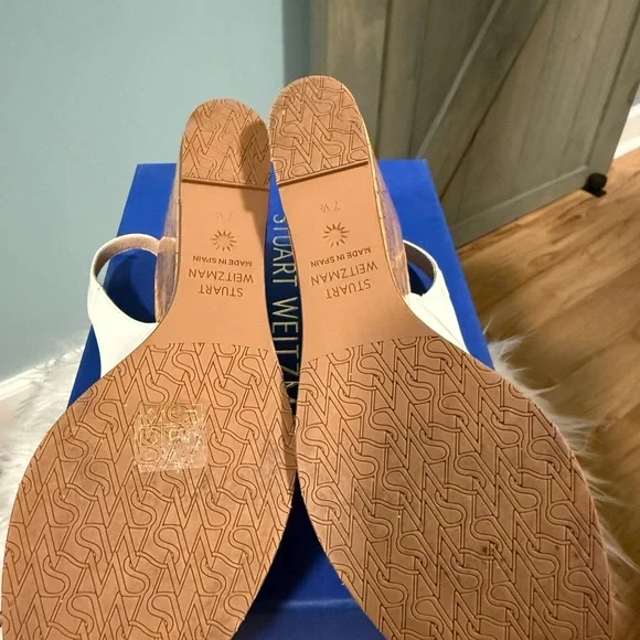 Stuart Weitzman White Cork Wedge Sandals - Picture 6 of 6